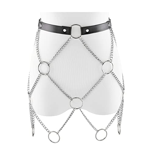 Ayliss Punk Metal Chain and PU Leather Waist Belt #TOP24