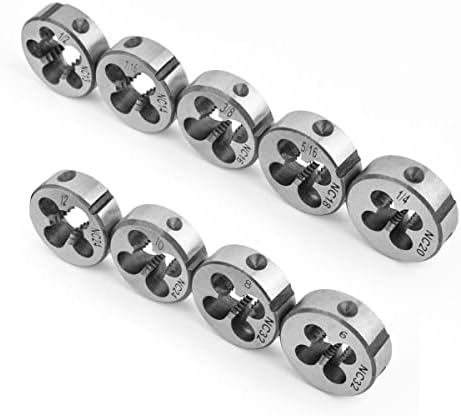 Gunpla UNF and UNC Taps and Dies Set 20 Pieces Tungsten Alloy Steel Tapping and Threading Tool Kit 6NC32-1/2" NC13, Heavy Duty Internal and External Cutting Male Female Threads with Die Holder