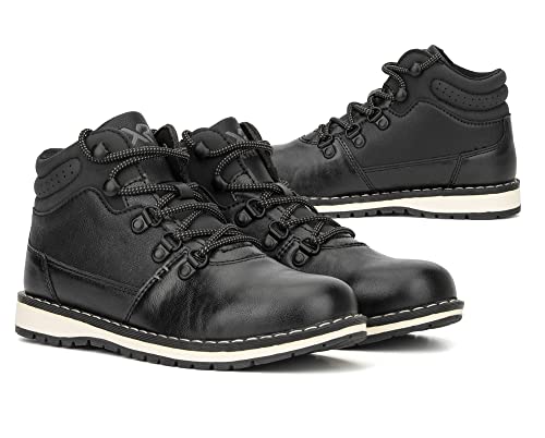 X Ray Footwear Jonah Boy’s Fashion Classic Lace Up Combat Faux Leather Mid-Top Chukka Boots, Round Toe, Block Heel Platform, Thermoplastic Rubber Outsole; Size 5 #TOP1