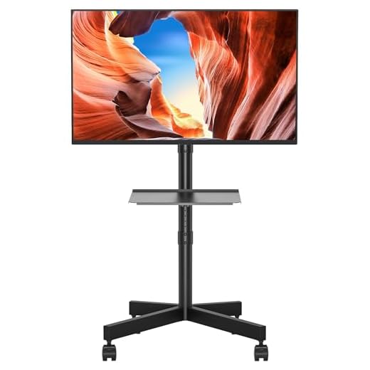 BONTEC Mobilt TV-stativ på hjul för 23–55 tum plasma/LCD/LED-TV-apparater, bärbart TV-stativ med laptophylla, höjdjusterbart rullande TV-vagn Trolly upp till 25 kg, max. VESA 400 x 400 mm