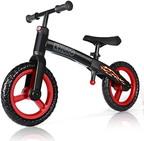 KRIDDO Toddler Balance Bike 3 Year Old, Age 24 Months to 5 Years Old, Modern Flame Style, Early Learning Interactive Push Bicycle, Gift Bike for 2-5 Boys Girls, Black