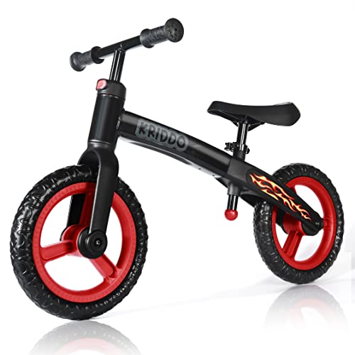 Image of KRIDDO Toddler Balance Bike 3 Year Old, Age 24 Months to 5 Years Old, Modern Flame Style, Early Learning Interactive Push Bicycle, Gift Bike for 2-5 Boys Girls, Black
