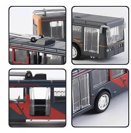 Shivaaro Pull Back Diecast Metal Bus with Music & LED Lights - Multicolor Alloy Train Bus Toy for Kids 4