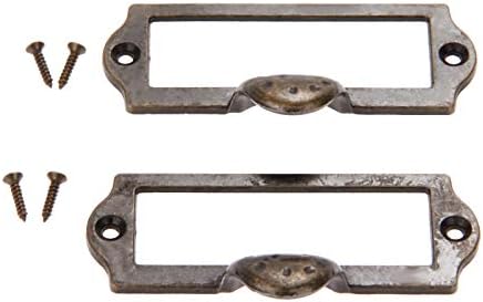 Cabinet Hardware 2Pcs 87x45mm Antique Bronze Furniture Handle Zinc Alloy Label Pull Frame Handle File Name Card Holder For Cabinet Drawer Box Bin