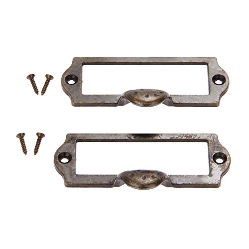 Cabinet Hardware 2Pcs 87X45Mm Antique Bronze Furniture Handle Zinc Alloy Label Pull Frame Handle File Name Card Holder For Cabinet Drawer Box Bin #TOP2