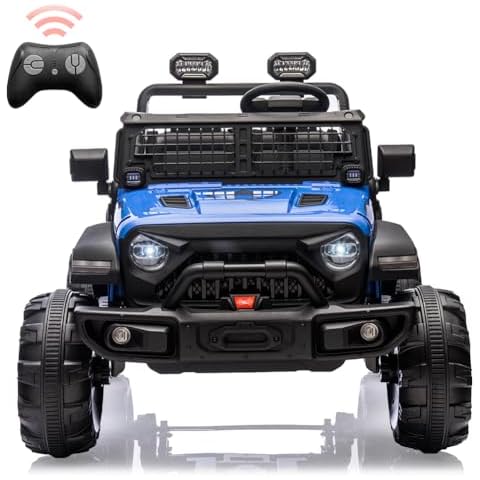 24V 2 Seaters Kids Ride On Car With Remote Control, 2 * 120W Motors 9ah Battery 20" Extra Large Seats,LED Headlights, Front Storage, Bottle Holder, FM, Music Riding Electric Vehicle Toy for Child,Blue Cover