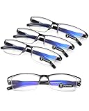 TERAISE 4PCS Fashion Anti-blue light Reading Glasses Men Women Computer Reader(5.0X)