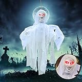 Halloween,Halloween deko,Halloween Hängender Geist Horror Halloween Deko Garten Geist Horror Figuren Zombie Geist Augen Glänzend Sound Gesteuerte ! (A)