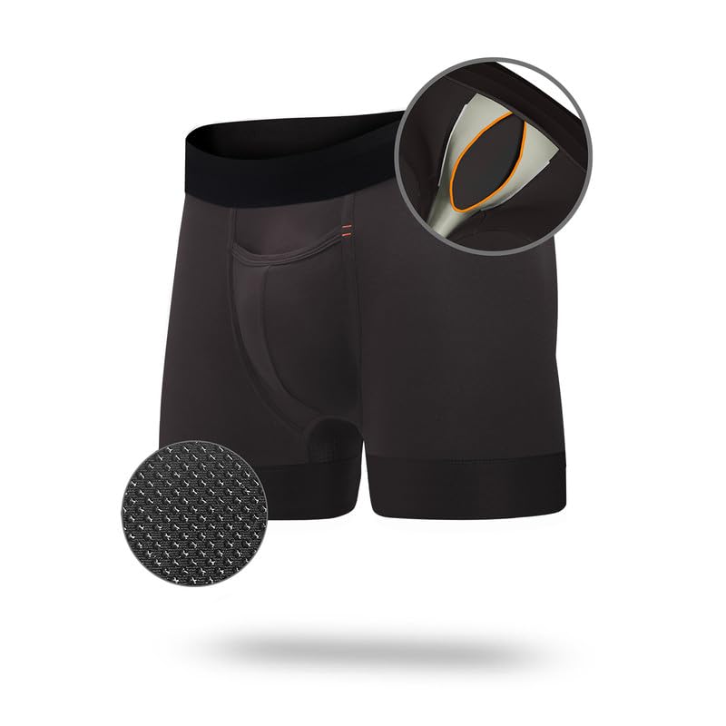 All Citizens Apex E M F Blocking Boxer Briefs for Men, Patented Ball Pouch Design, Anti Odor Silver Fabric, No Ride Up Legs