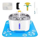 Vekonn Cat Water Fountain with Stainless Steel Top and Smart Pump, 2.5L Pet Water Fountain with 3...