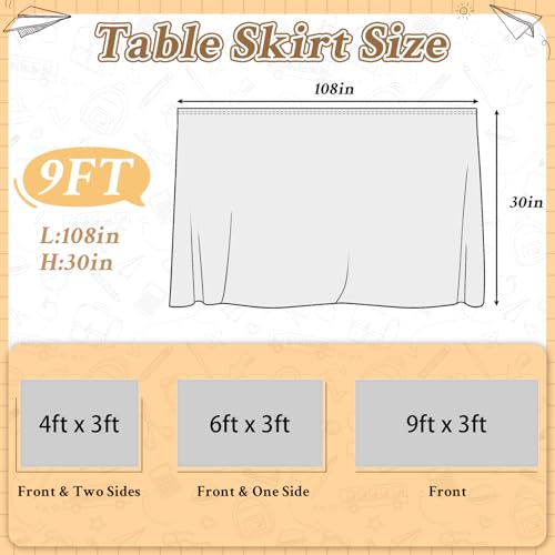 Image of 9FT Wildflower Table Skirt Floral Teacher Desk Skirt Colorful Classroom Table Cover for Back to School Decor Rectangle Tablecloth for Farm Birthday Party Decorations Home Office Bookcase Cabinet