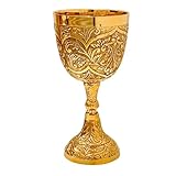 Medieval Goblet Vintage Chalice 6' - 1x Handmade Brass Drinkware for Royal Wedding Anniversary Christmas Gifts 7oz -King Arthur Renaissance Ceremonial Wine Glass (King & Queen Chalice)