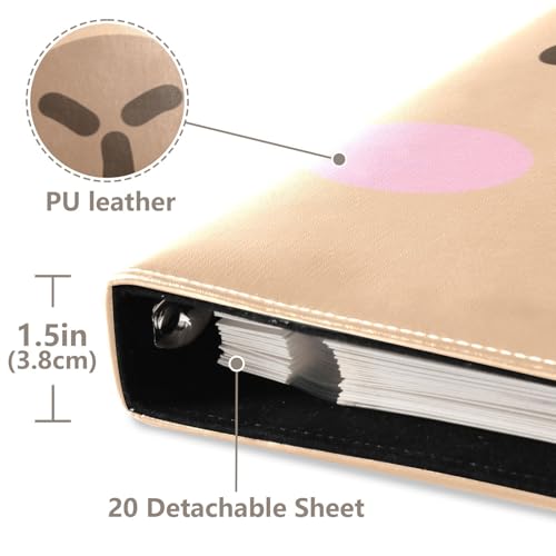 Álbum de fotos grande JIPONI con cara de capibara en vidrio y cubierta de cuero, álbumes DIY para fotos de 4x6, 5x7 y 6x8 pulgadas, libro de recuerdos autoadhesivo para bodas, bebés y familia miniatura 4