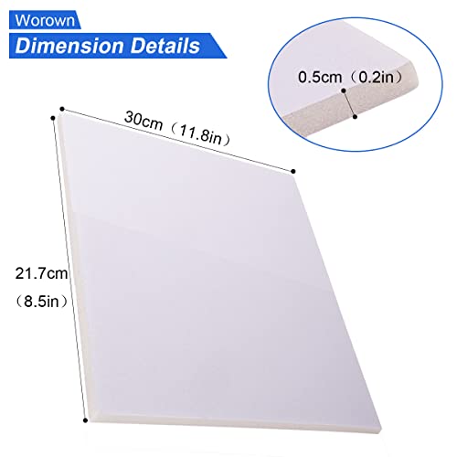 Worown 20 Stücke A4 Schaumstoffboards, (21.7 x 30 cm) Schaumstoffplatte (Foam Board), Leichtschaumplatte 5mm Weiß für Präsentationen, Laden, Büro & Kunstprojekte