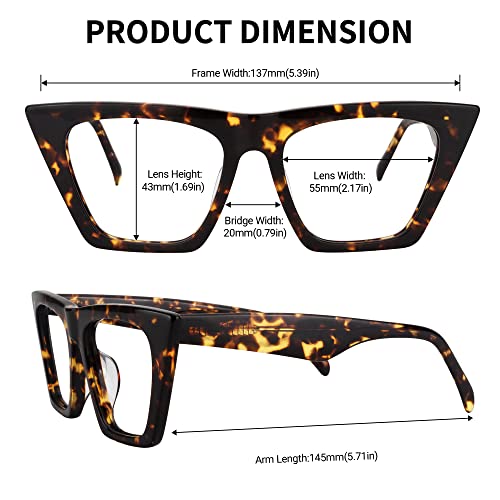 Zeelool Retro Acetate Cat Eye Glasses For Women With Non-Prescription Clear Lenses Cecile Fp0662-01 Leopard #TOP2