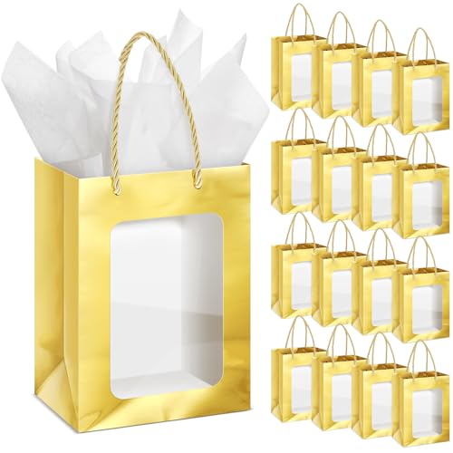 Sac cadeau kraft avec fenêtre transparent lot de 36 emballages shopping fête mariage 25cm