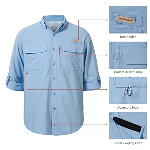BASSDASH Men's Performance Fishing Hiking Shirt UPF 50 Button Down Long Sleeve Quick Dry FS21M3