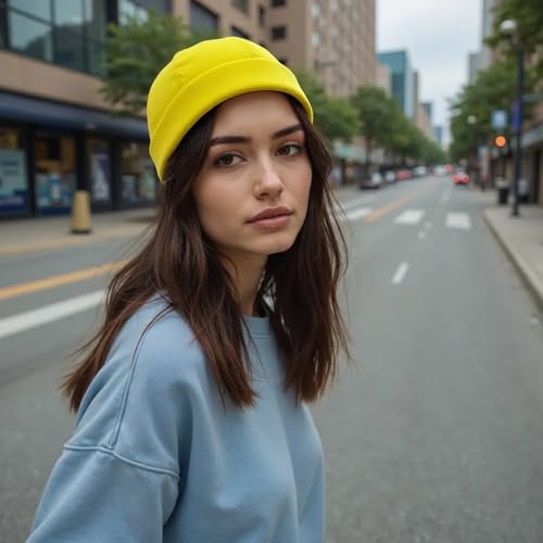 Image of No Brim Skullcap Sailor Cap Adjustable Rolled Cuff Docker Beanie Hat Brimless Caps for Men