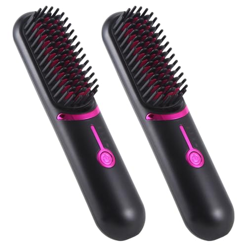 Brosse à lisser les cheveux sans fil rechargeable et portable lot de 2