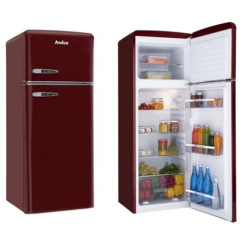 Amica Retro Kühl-Gefrierkombination Weinrot