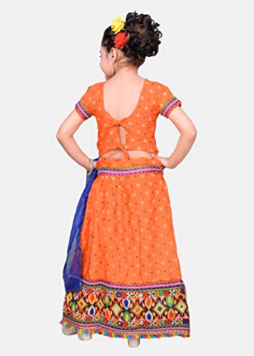 Image of AHHAAAA Kids Ethnic Cotton Blend Radha Dress Lehenga Choli Chania Choli Set Baby Girls Red