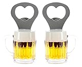 Flaschenöffner Bierglas, lustig mit Kühlschrankmagnet, Magnet-Flaschenöffner Bier im 2er Pack
