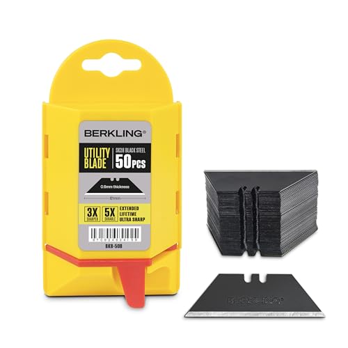 Recopilación de Cuchillas - 5 favoritos. 47 Cuchillas de cuchillo Berkling 50 pzas con dispensador, acero negro SK2H, ultra afiladas y duraderas