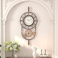 ChimeTide Large Industrial Steampunk Decor Vintage Wall Clock, Antique Gold Black Metal Wall Clocks