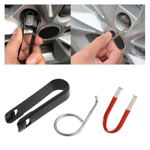 Juego de 3 herramientas universales de extracción de tapas de tuercas de rueda, herramienta universal de desmontaje rápido para neumáticos de coche, extractor de pernos de rueda, tapas de tuercas,