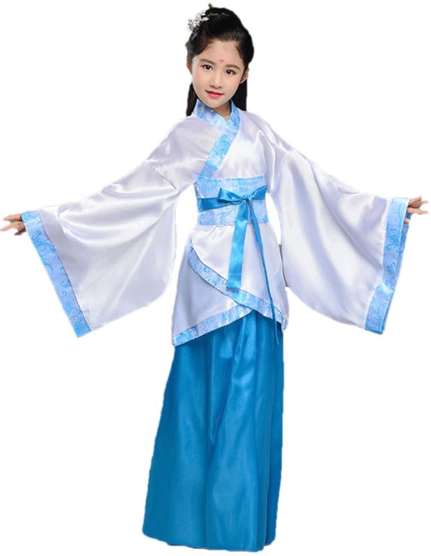 Robe Hanfu Traditionnelle Chinoise Pour Fille - Costume Danse Folklorique - Polyester - Tailles 100-160cm