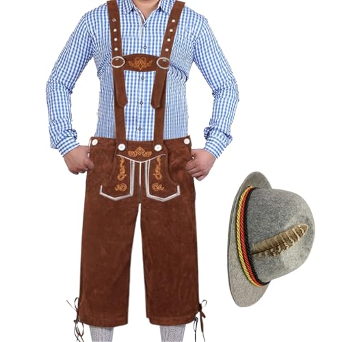 Disfraz de Oktoberfest para hombre, traje tradicional de fiesta de cerveza, traje tradicional bávaro para Oktoberfest, marrón, M