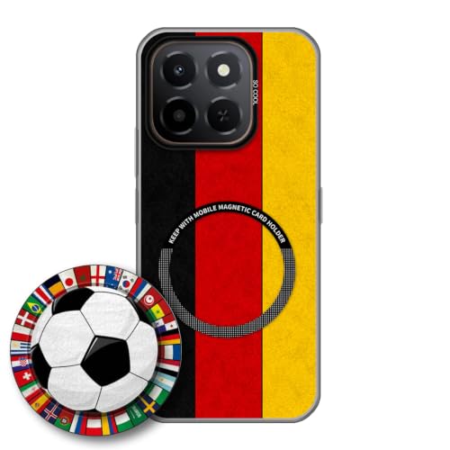 JGOYGYI Case for Honor X6C with Magnetic Detachable Collapsible Grip Stand, Shockproof Silicone Bumper Cover, Germany Flag Football Design,Pattern 6