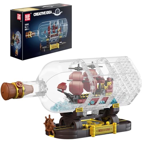 Mould King 10085 Barco Pirata en Botella, Bloques de construcción The Queen Revenge, velero, Bloques de sujeción, colector, Modelo de Barco, Regalo para niños a Partir de 8 años (885 Piezas)