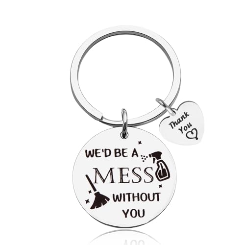 Guqqeuc Porte-clés pour femme de ménage, cadeau de remerciement pour femme de ménage, cadeau de départ pour femme et homme, gardien, départ à la retraite pour les femmes et les meilleurs concierges