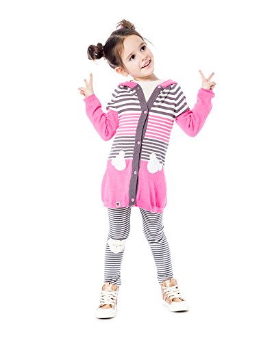 Deux par Deux Girls' Hooded Cardigan Cuddles and Hugs, Sizes 18M-62