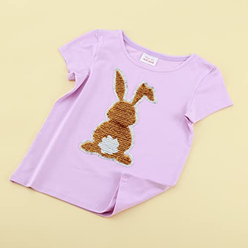 Image of Easter Shirts for Girls Kids Easter Gift Bunny Flip Sequin T-Shirt Clothing 3-12 Years