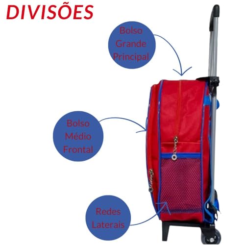 Mochila Rodinha Masculina Escolar Infantil Menino Reforçada Aranha