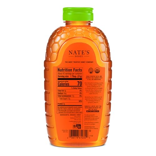 Nate's Organic 100% Pure, Raw & Unfiltered Honey - USDA Certified Organic - 32oz. Squeeze Bottle - Image 3