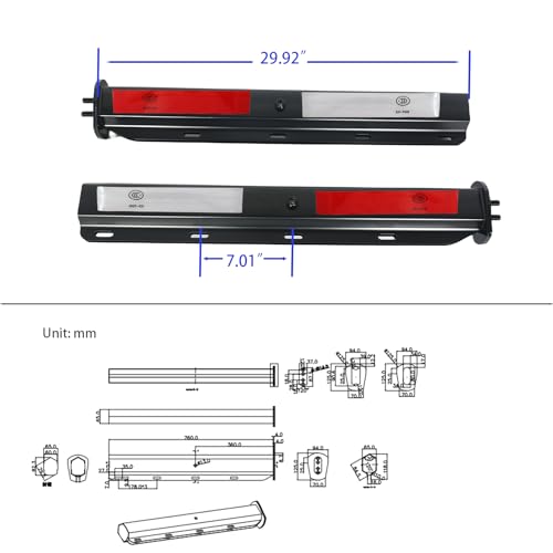 Image of 2 Pack Black Heavy Duty Straight Spring Loaded Mud Flap Hanger Bracket Mudflap Holder Set for Semi Trucks 1-1 /8 inch Bolt Spacing 29.5 inch Length with Reflective Strip Sticker (Bolt Spacing 1-1 /8 inch)