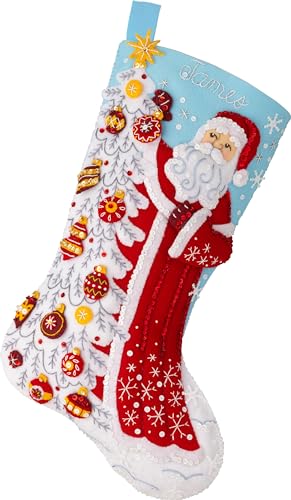 Botte feutre Bucilla Snowy St. Nick kit chaussette broderie facile loisirs créatifs