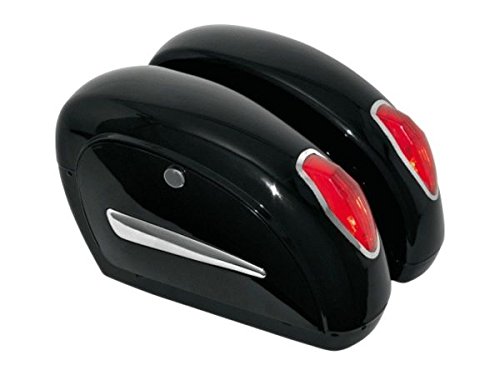 Set Borse Laterali Rigide Piccole Nere Con Luci Posteriori Universali per Moto Harley e Custom