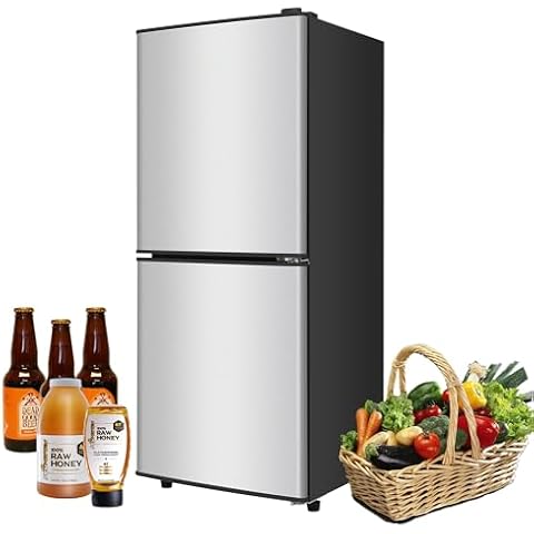 Dessiz 3.74Cu.Ft Compact Refrigerator Mini Fridge with Freezer, Small Refrigerator with 2 Door,Adjustable Thermostat Removable Shelves for Kitchen, Dorm, Apartment, Bar, Office Silver Cover