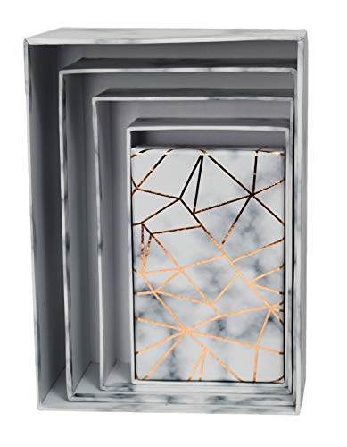 ALEF Elegant Decorative Themed Nesting Gift Boxes -5 Boxes- Nesting Boxes Beautifully Themed and Decorated! (Marble Swirl W/Gold Foil)