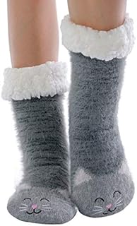 HapiLeap Women Sock Slippers Fleece Lined Cute Warm Cosy Indoor Socks Non-slip Winter 2.5-7