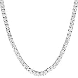 Diamants artificiels MASTER OF BLING 56 cm Chaîne de tennis 14K Or Blanc Finition Solitaire Lab Diamants 3 mm Chaîne de sortie glacée