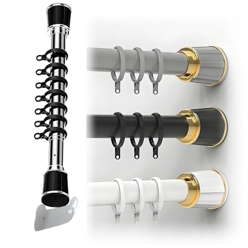 Tringle à rideaux sans perçage extensible en acier pour fixer vos rideaux sans abîmer les murs