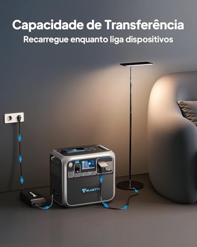 BLUETTI AC200P Estação de Energia Portátil, 2.000Wh LiFePO4 Bateria de Reserva, 2 Saídas CA de 220V