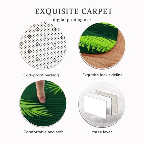 Alfombra de pasillo de hojas de palmera moderna verde rectangular 7