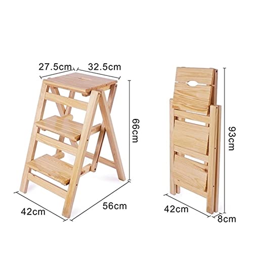 Taburete plegable de madera convertible en estantería de biblioteca 3