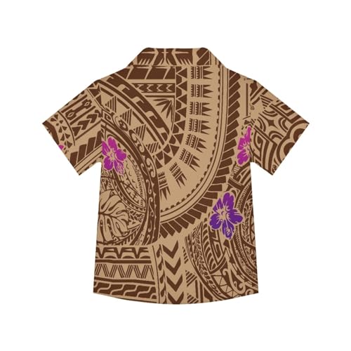 JooMeryer Boy's Girl's American Samoa Polynesian Printed Button Up Short Sleeve Summer T Shirts2